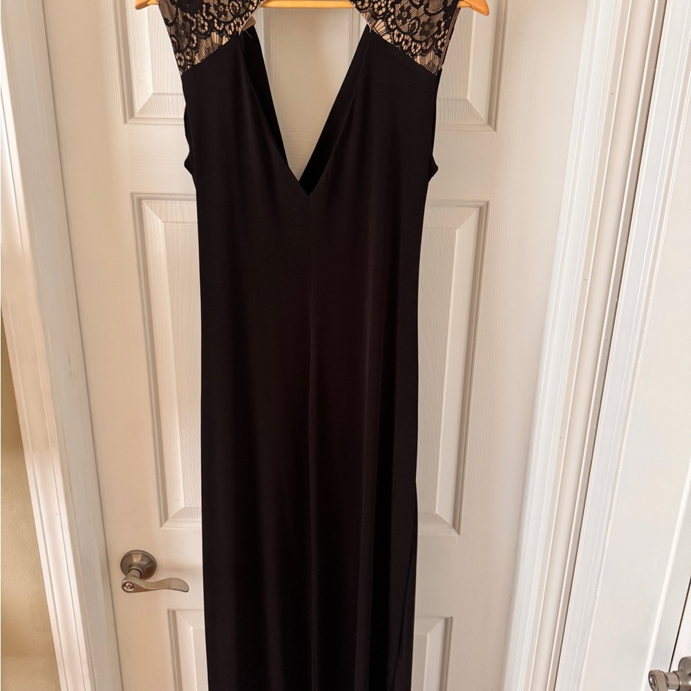 Elegant Black Gown with Lace Detail